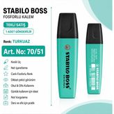 Stabilo Boss Fosforlu Kalem 1 Adet – Metin Işaretleme Kalemi - 70/51 TURKUAZ