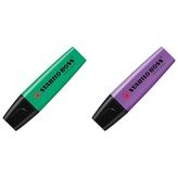 Stabilo Boss Original Marker İşaretleme Kalemi, 2 mm ve 5 mm Uç (Koyu Yeşil+Eflatun)