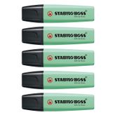 STABILO BOSS orijinal pastel fosforlu kalem 2-5 mm eğimli uç, pastel yeşil, 5 adet