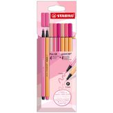 STABILO - Premium Keçeli Kalemler ve İnce Uçlu Kalemler - Pen 68 Point 88 - Pembe Tonları - 8'li Paket