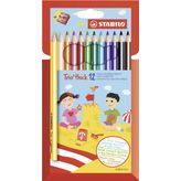 STABILO Trio Thick - Kuru Boya Kalemi - 12'li Paket - Çeşitli Renkler + Kalemtıraş