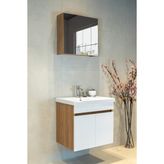 Star Banyo Dolabı Seti ( 60 cm Egzotik Meşe & Parlak Beyaz Aynalı Lavabolu Mdf )