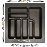 Starax Çekmece Içi Plastik Kaşıklık Antrasit Antibakteriyel S-2286-A En:49-42 D:49-40 cm Arası Kesilebilir 7 Göz 55 cm Modül - 1 Adet