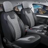 Startcar Skoda Forman 2+1 Deri Detaylı Oto Koltuk Kılıfı Ön Arka Set Füme Siyah Siena Model Scr - Füme - Siyah