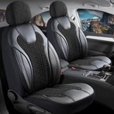 Startcar Skoda Forman 2+1 Deri Detaylı Oto Koltuk Kılıfı Ön Arka Set Siyah Siena Model Scr