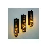 STDEKOR Retro Yeşil Şişeli Led Işıklı, Mat Siyah Aplik, 3 Lü Set