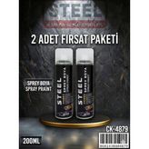 Steel Sprey Boya Siyah 200 ml 2 Li