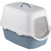 Stefanplast Cathy Beyaz Mavi 56x40x40 cm Kapalı Kedi Tuvaleti