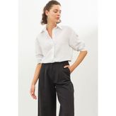 Stella Pulvis Beyaz Keten Oversize Gömlek - 40