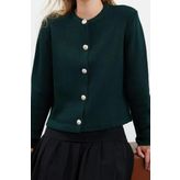 Stil Modern Kadın Regular Standart Kol Bisiklet Yaka Basic Ceket Görünümlü Triko Hırka