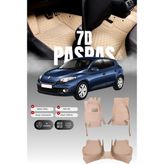 Stiloto Renault Megane 3 (2009-2016) 7d Deri Havuzlu Oto Paspas | Tam Koruma,araca Özel Kesim & Hızlı Montaj - Bej