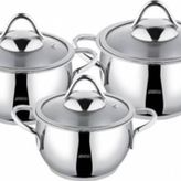 Stone 6 pr. Mini Derin Tencere Set Cam Kapak