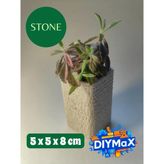 Stone Model Dekoratif Saksı 5X5X8 cm – Parmaklık Desenli Modern Mini Sukulent & Kaktüs Saksısı