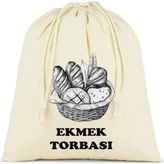 Stonehill, Ekmek Torbası, Pamuk Bez Torba, 40X40 Cm, Baskılı Ekmek Desenli, Krem Rengi - 1