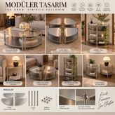 Store Modüler Krom Orta Sehpa ve Raf Sistemi - 50 cm Yükseklik