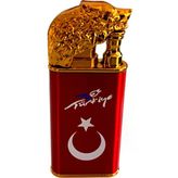 Str Çift Yanar Çakmak Kurt Figürlü Türk Bayraklı