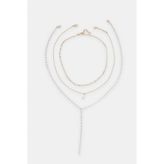 Stradivarius 3'lü suni inci lariat kolye seti