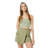 Straplez Büstiyer Crop Fitilli Viskon Karışımlı