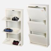 Stratecht 3 Düşer Kapaklı Metal Ayakkabılık 6 Çift Kapasiteli Duvara Monte Ince Tasarım Beyaz 50 x 104 x 15 cm