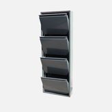 Stratecht 4 Düşer Kapaklı Metal Ayakkabılık 8 Çift Kapasiteli Duvara Monte Ince Tasarım Antrasit 50 x 137 x 15 cm - Antrasit - Koyu Gri