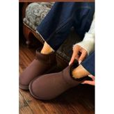 Süet Içi Kürklü Kalın Taban Bilekte Kadın Bot & Bootie