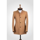 Suitmen Hakim Yaka Kaşe Kaban Açık Camel