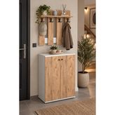 Sulorahome Metal Ayakkabılık ve Duvar Askılılık Seti Çam Desenli