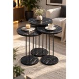 SuloraHome Siyah 3'lü Zigon Sehpa Takımı