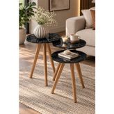 SuloraHome Siyah Zigon Sehpa Takımı