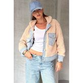 Suni Yünlü Denim Detaylı Ceket