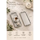 SUNVERA ÇELİK 2'li 13x35 cm Paslanmaz Çelik Gümüş Servis ve Sunum Tepsisi Gümüş Kulplu Dikdörtgen Kahve Çay İkram Tepsisi Lokum Çikolata Pasta Tatlı Kahvaltı Servis Tepsisi Dekoratif Tepsi Seti