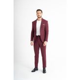 Süper Slim Fit Takım Elbise - Bordo - 48