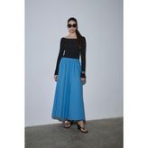 Suud Collection Mavi Lara Kloş Etek - 42