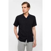 Süvari Siyah Slim Düz Casual Gömlek - 2XL
