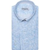 Süvari Slim Fit Desenli Erkek Gömlek - Orta Mavi