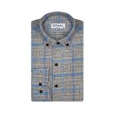 Süvari Slim Fit Desenli Flanel Uzun Gri Erkek Gömlek