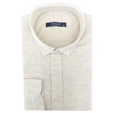 Süvari Slim Fit Uzun Kol Jakarlı Örme Bej Erkek Gömlek