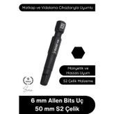 Svein #Allen 6 mm Allen Bits Uç 5 cm S2 Çelik Profesyonel Alyan Tornavida Ucu Manyetik Altıgen Vida Sökme