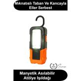 Svein Pilli Cob LED Çalışma Lambası Mıknatıslı Kancalı Taşınabilir Projektör Işık Kamp Feneri Garaj Tamirhane Oto Bakım Acil Durum Aydınlatması 20 Metre Menzilli Kablosuz Seyyar Çok Amaçlı Askılı Model