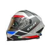 Sway SW-865 Mat Gri Güneş Gözlüklü Kask