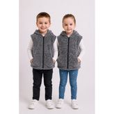 Sweet's Collection Unisex Genç Çocuk Kapüşonlu Welsoft Peluş Yelek - 11 - 12 Yaş - Gri Kırçıllı