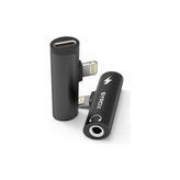 Syrox DT30L-LA Lightning 1X Lightning+1x3.5 mm AUX Midi Siyah Ses ve Şarj Ayırıcı Dönüştürücü