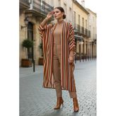 Taba Çizgili Tesettür Hırka - 10100