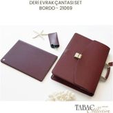 Tabac DERİ EVRAK ÇANTASI SET- BORDO - 21069
