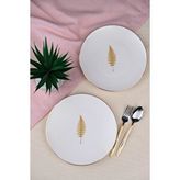 tabakevi Tabak Evi Porselen Natura Fern Altın Yaldız Pasta Tabağı 20,50cm 2 Li Çok Renkli