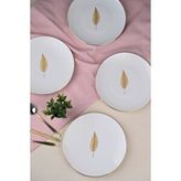 tabakevi Tabak Evi Porselen Natura Fern Altın Yaldız Pasta Tabağı 20,50cm 4 Lü Çok Renkli