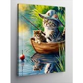 Tablomega Kanvas Tablo Balık Tutan Kedi
