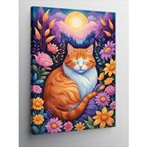 Tablomega Kanvas Tablo Çiçek Bahçesindeki Kedi