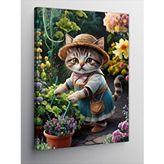 Tablomega Kanvas Tablo Çiçek İken Kedi