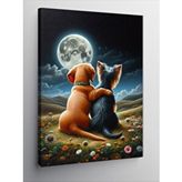Tablomega Kanvas Tablo Dolunay Ve Sevimli Köpekler